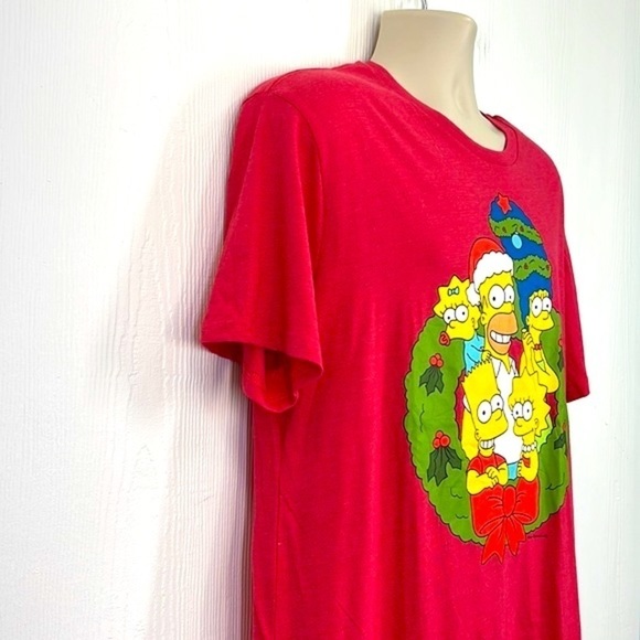 The Simpsons - NWT The Simpsons Family With Christmas Wreath Graphic T Shirt XL - Picture 4 of 11